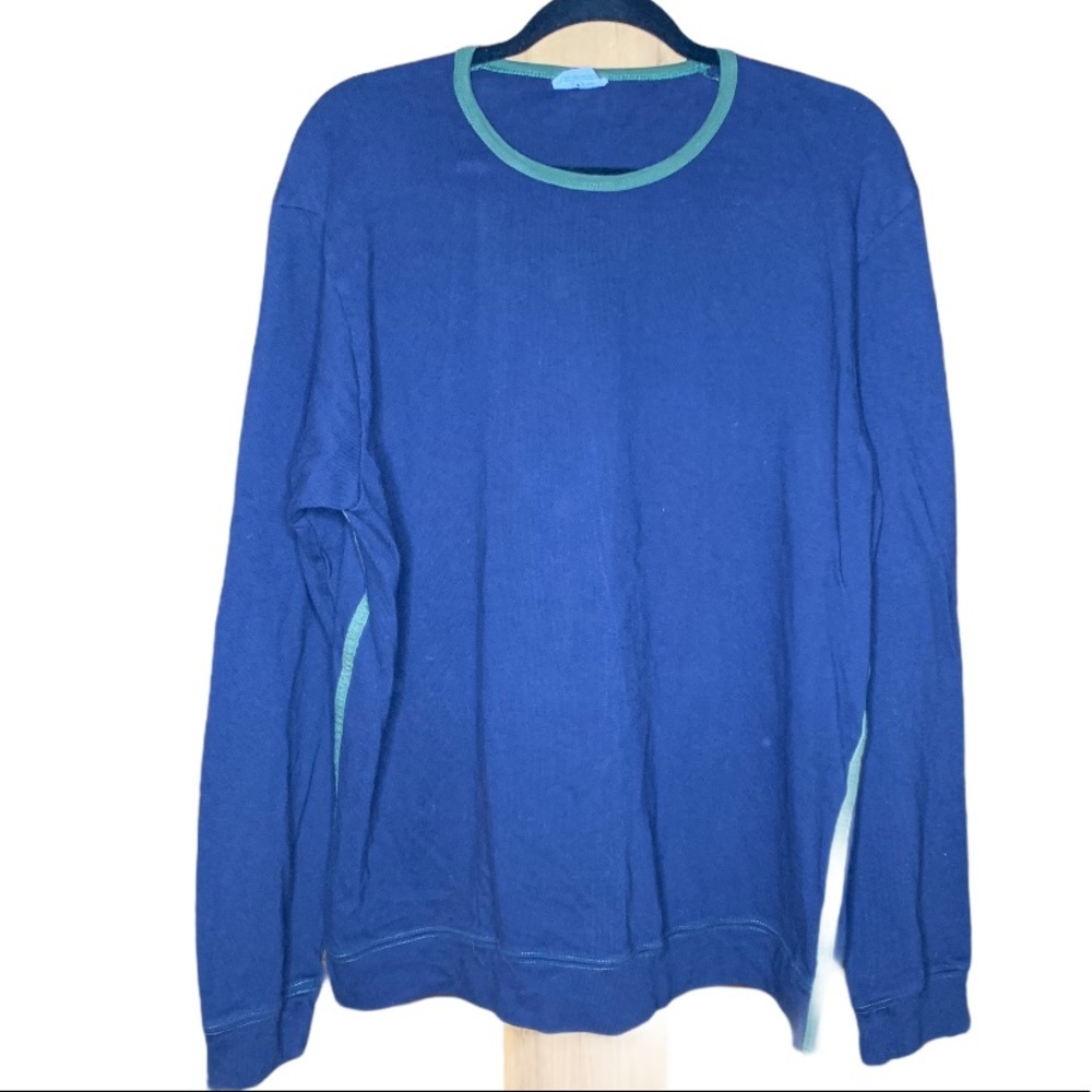 CALVIN KLEIN Navy Blue w/Green Trim Long Sleeve XL